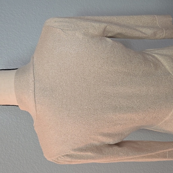 WHITE HOUSE BLACK MARKET Open Cardigan w/Tie Silver Metallic Short Length Sz Med - Picture 10 of 13